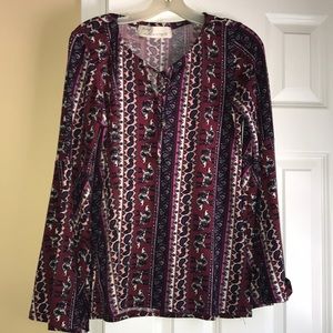 Comfy long sleeve elephant pattern top